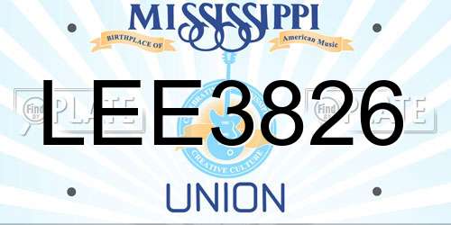 LEE3826 Mississippi License Plate