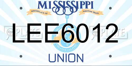 LEE6012 Mississippi License Plate
