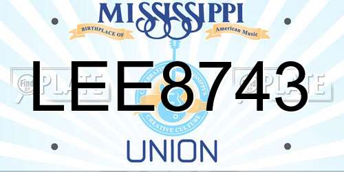 LEE8743 Mississippi License Plate