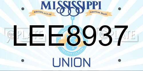 LEE8937 Mississippi License Plate