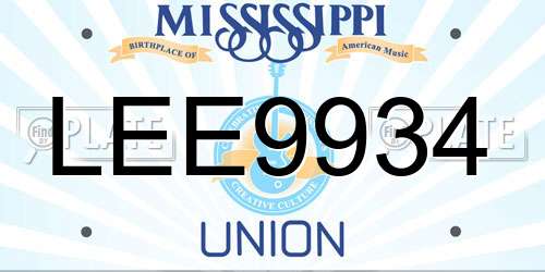 LEE9934 Mississippi License Plate