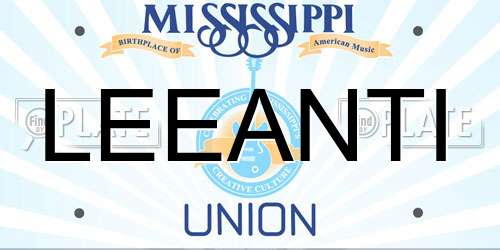 LEEANTI Mississippi License Plate