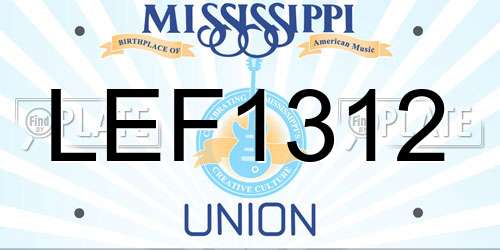 LEF1312 Mississippi License Plate