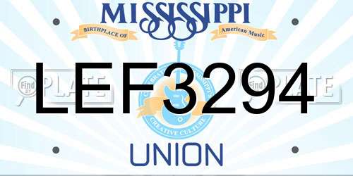 LEF3294 Mississippi License Plate