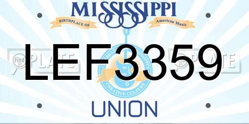 LEF3359 Mississippi License Plate