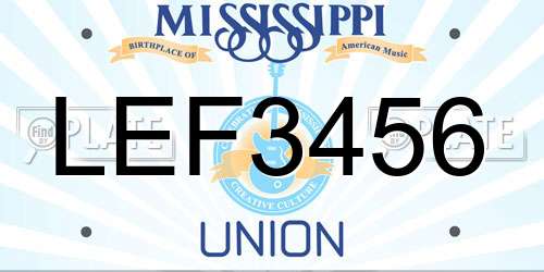 LEF3456 Mississippi License Plate