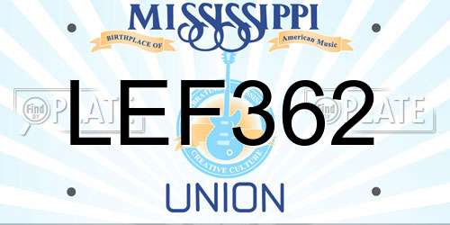 LEF362 Mississippi License Plate