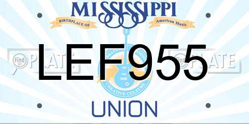 LEF955 Mississippi License Plate