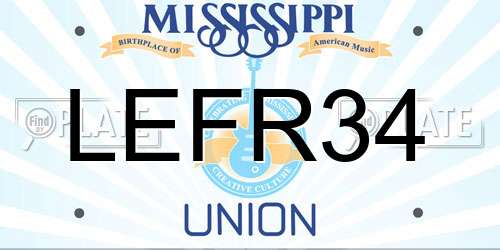 LEFR34 Mississippi License Plate