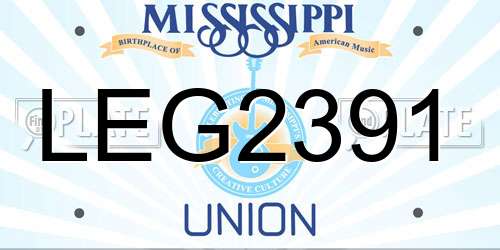 LEG2391 Mississippi License Plate