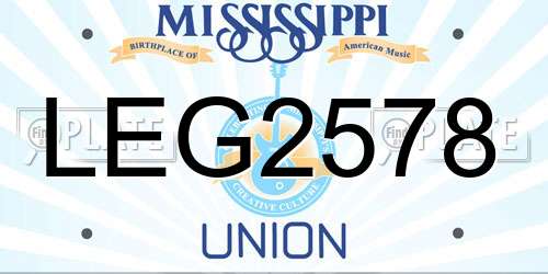 LEG2578 Mississippi License Plate