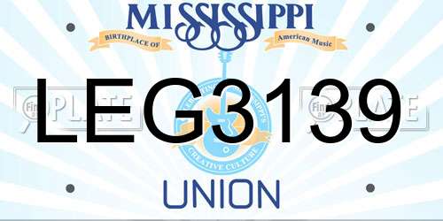 LEG3139 Mississippi License Plate