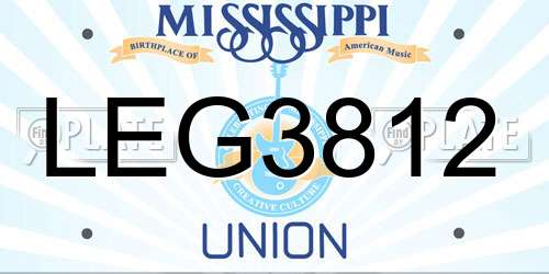 LEG3812 Mississippi License Plate