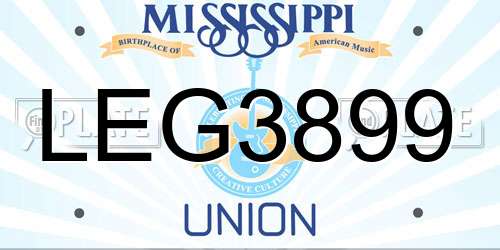 LEG3899 Mississippi License Plate