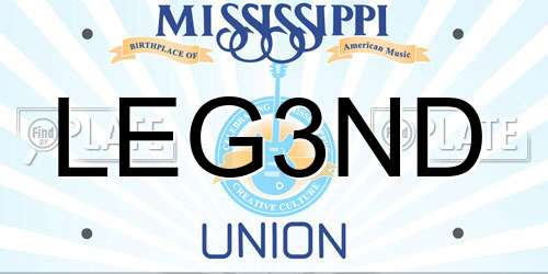 LEG3ND Mississippi License Plate