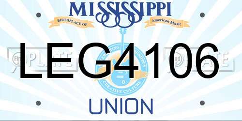 LEG4106 Mississippi License Plate