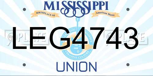 LEG4743 Mississippi License Plate