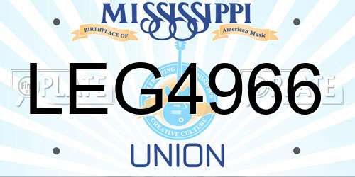 LEG4966 Mississippi License Plate