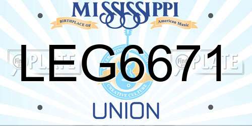 LEG6671 Mississippi License Plate