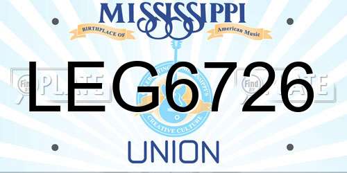 LEG6726 Mississippi License Plate
