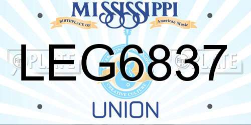 LEG6837 Mississippi License Plate
