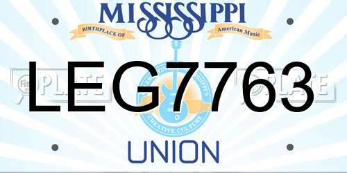 LEG7763 Mississippi License Plate