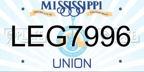 LEG7996 Mississippi License Plate