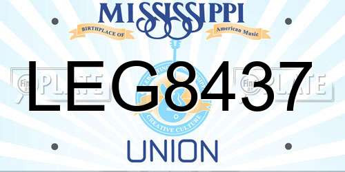 LEG8437 Mississippi License Plate