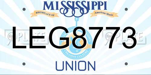 LEG8773 Mississippi License Plate