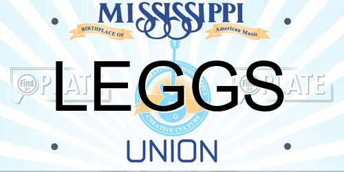 LEGGS Mississippi License Plate