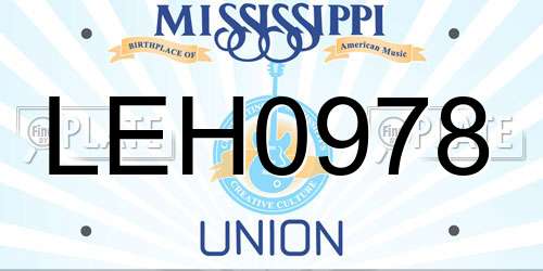 LEH0978 Mississippi License Plate