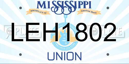 LEH1802 Mississippi License Plate