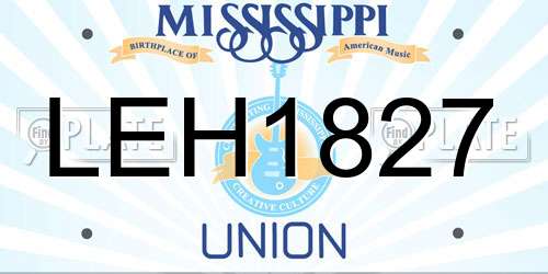 LEH1827 Mississippi License Plate