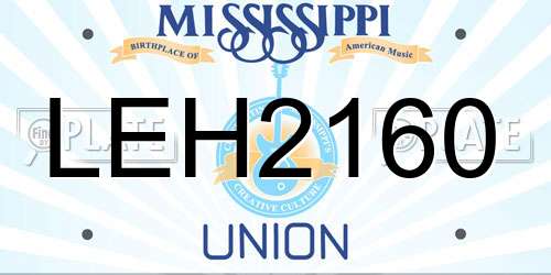 LEH2160 Mississippi License Plate