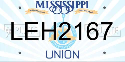 LEH2167 Mississippi License Plate
