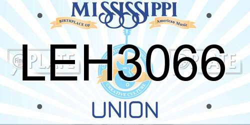 LEH3066 Mississippi License Plate