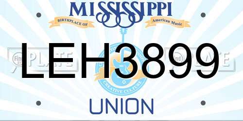 LEH3899 Mississippi License Plate