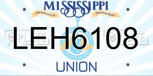 LEH6108 Mississippi License Plate