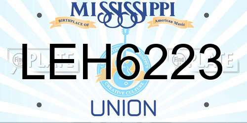 LEH6223 Mississippi License Plate