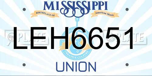 LEH6651 Mississippi License Plate