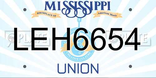 LEH6654 Mississippi License Plate