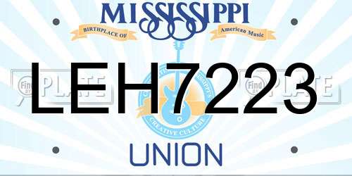 LEH7223 Mississippi License Plate