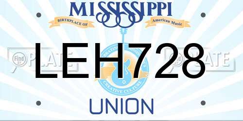 LEH728 Mississippi License Plate