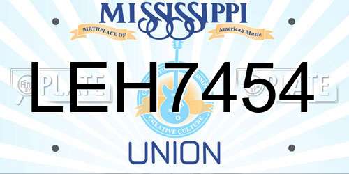 LEH7454 Mississippi License Plate