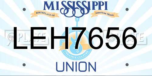 LEH7656 Mississippi License Plate