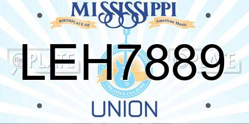 LEH7889 Mississippi License Plate