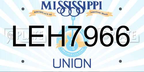 LEH7966 Mississippi License Plate