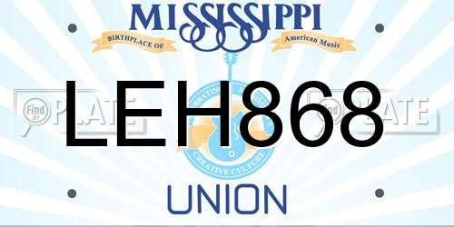 LEH868 Mississippi License Plate