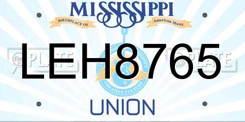 LEH8765 Mississippi License Plate