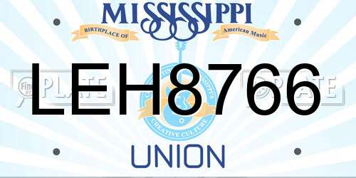 LEH8766 Mississippi License Plate